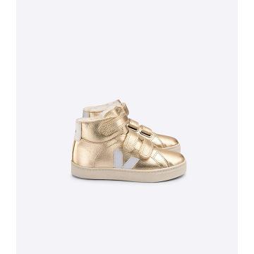 Veja ESPLAR MID FURED LEATHER Hoog Kinderen Goud | NL 698JPQ